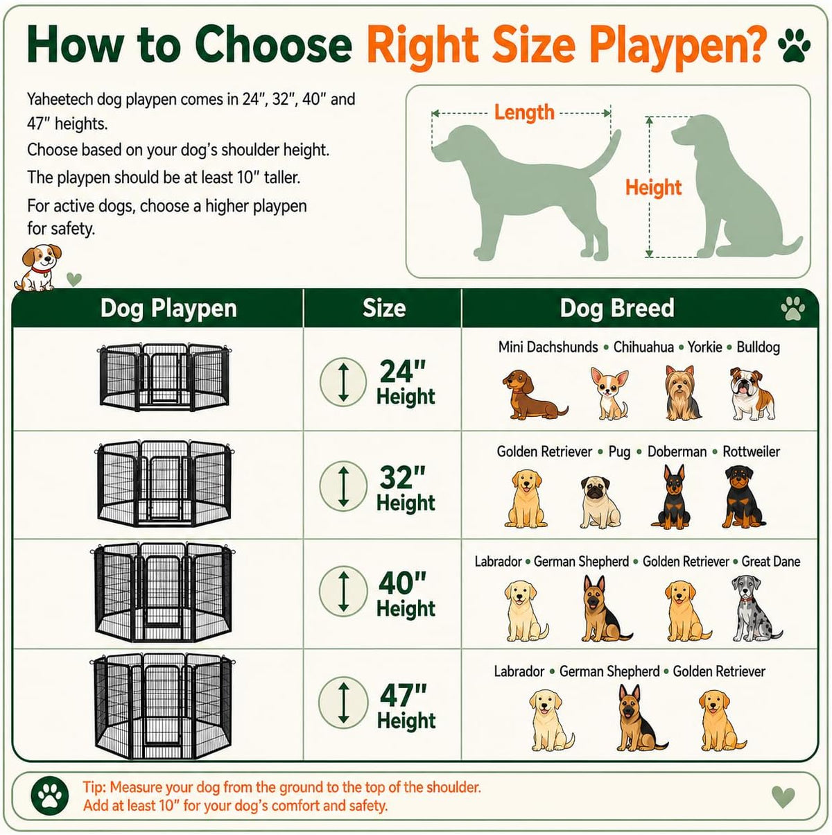 32-Inch Dog Playpen with 16 Panels - Indoor and Outdoor Pet Fence for Home, Yard, and RV Camping