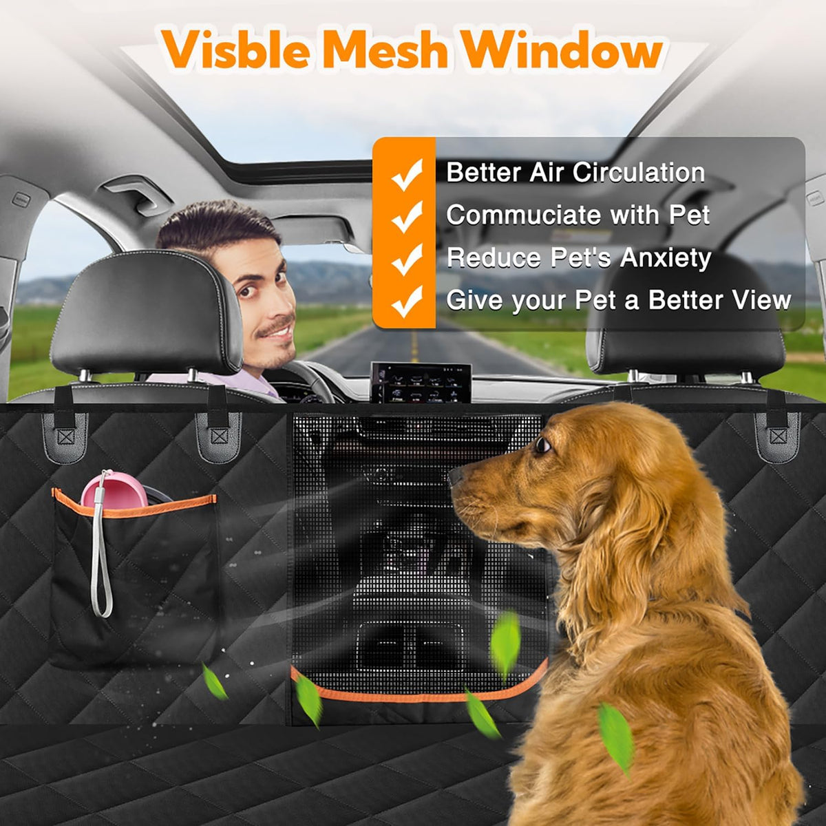 Premium Waterproof Dog Car Seat Cover Hammock for Back Seat of Cars and SUVs