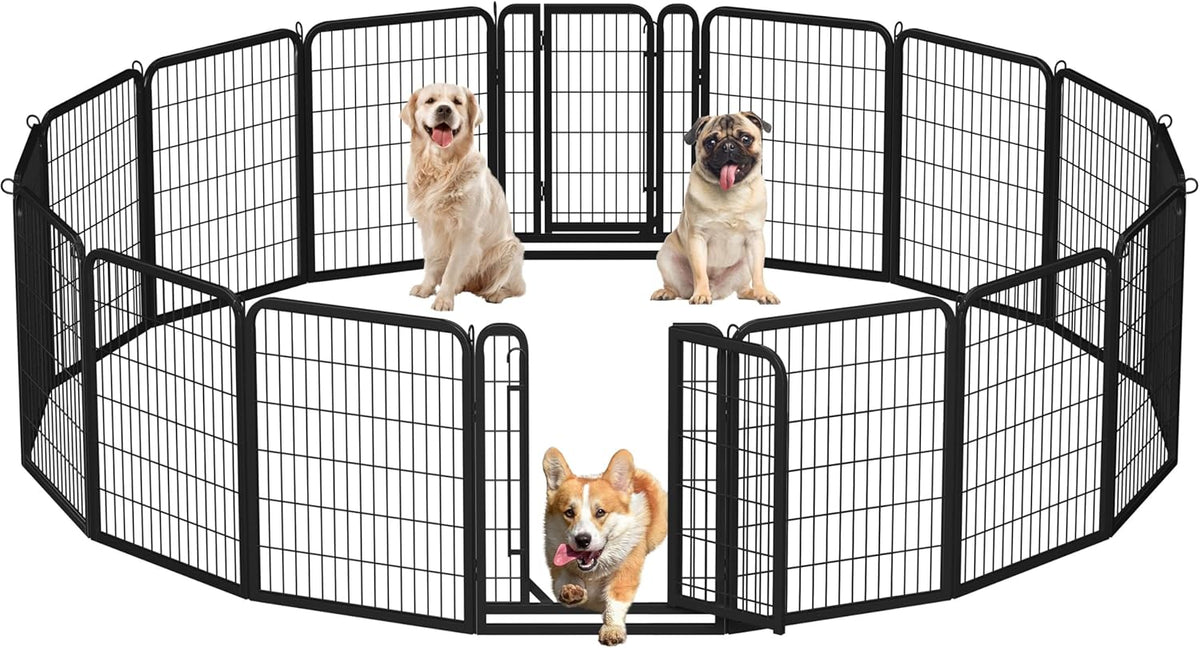 32-Inch Dog Playpen with 16 Panels - Indoor and Outdoor Pet Fence for Home, Yard, and RV Camping