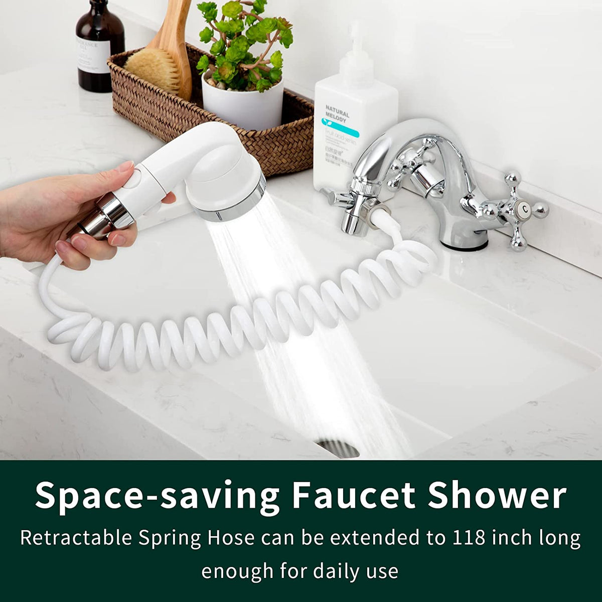 Sink Faucet Sprayer Attachment for Tub Faucet, Versatile Shower Head Set for Dog Bathing and Household Use in Laundry, Bathroom, and Kitchen