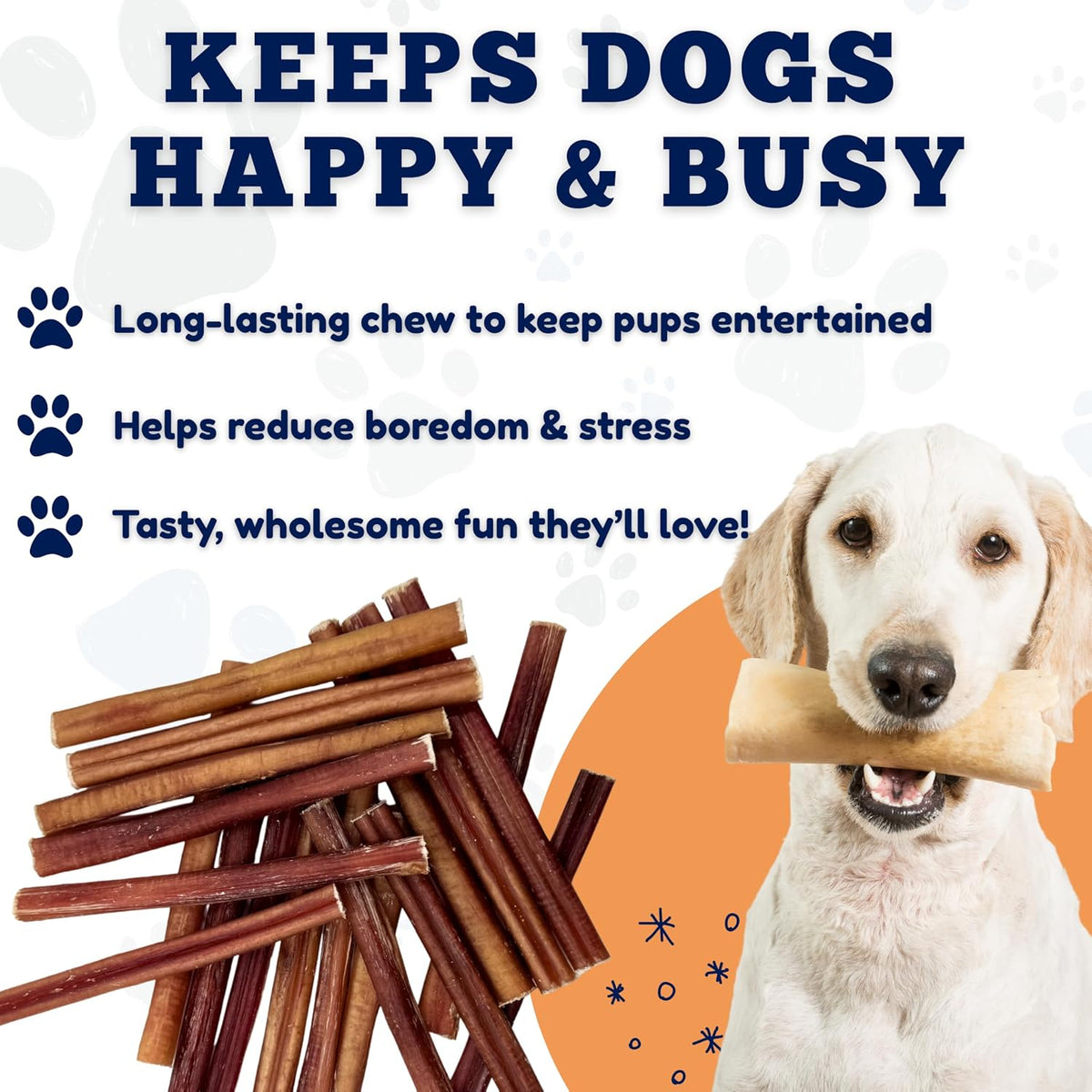 6-Inch Medium Bully Sticks (25 Count) - Bulk Dog Treats - No-Hide Bully Stick Chews