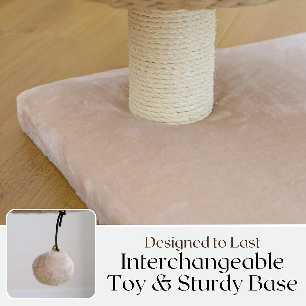 Contemporary Compact Cat Tree with Dual Beds, Handwoven Paper Rope Basket, Elevated Perch, Sisal Scratching Posts, and Removable Washable Cushions in Beige