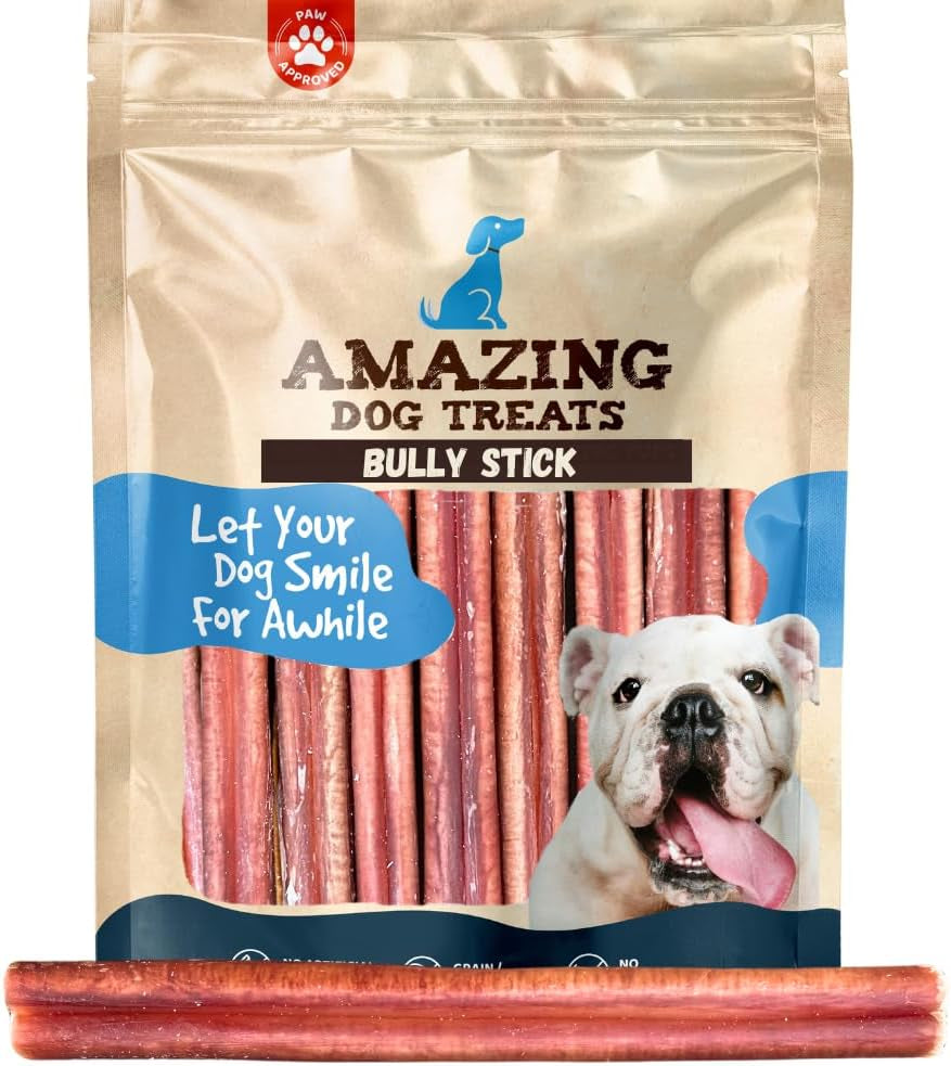 6-Inch Medium Bully Sticks (25 Count) - Bulk Dog Treats - No-Hide Bully Stick Chews