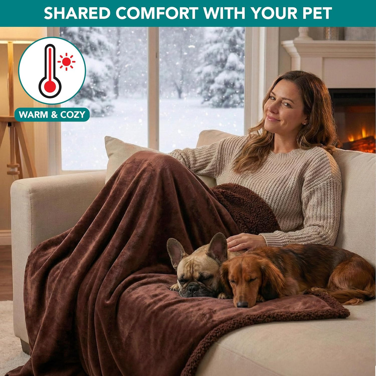 Waterproof Dog Blanket for Medium Large Dog Pet, 60X40 Brown Sherpa