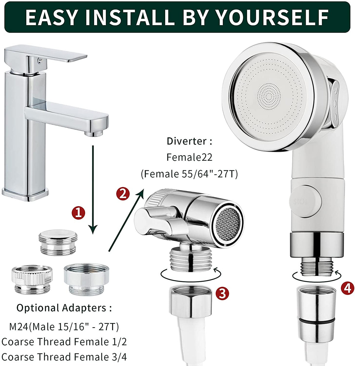 Sink Faucet Sprayer Attachment for Tub Faucet, Versatile Shower Head Set for Dog Bathing and Household Use in Laundry, Bathroom, and Kitchen