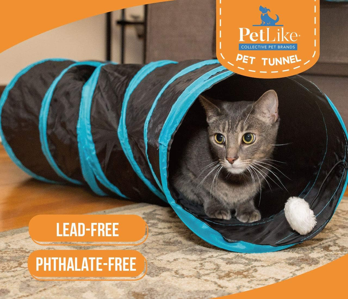 S-Way Collapsible Cat Tunnel with Ball - Grey Hideaway Play Tube