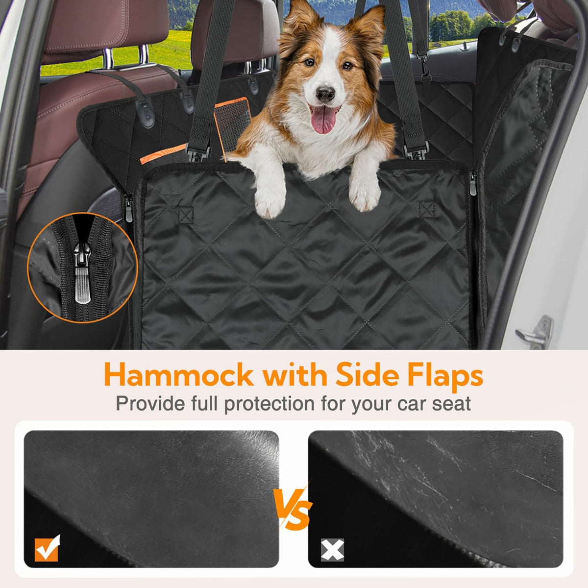 Premium Waterproof Dog Car Seat Cover Hammock for Back Seat of Cars and SUVs