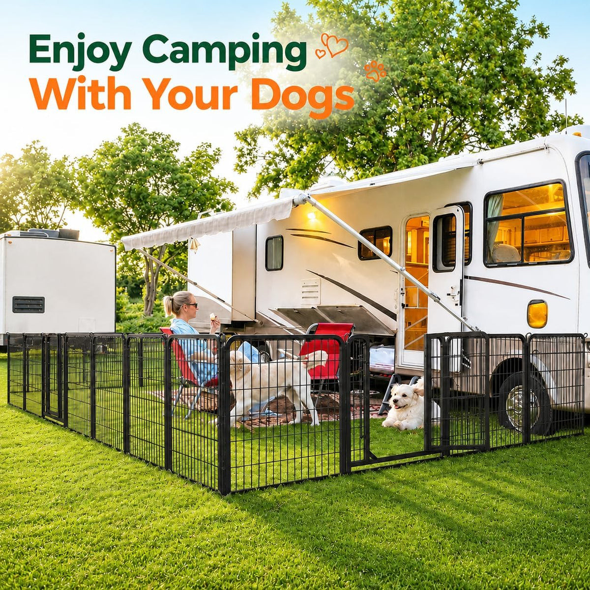 32-Inch Dog Playpen with 16 Panels - Indoor and Outdoor Pet Fence for Home, Yard, and RV Camping