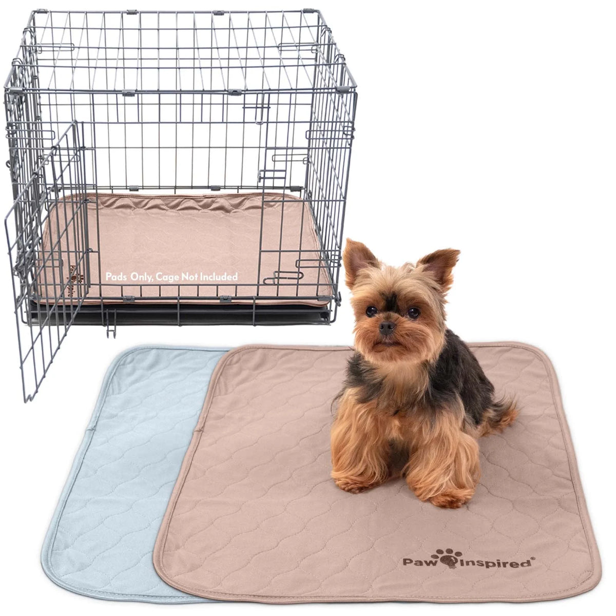 Set of 2 Washable Waterproof Dog Crate Pads - 24" x 18" for 24" Kennels and Crates