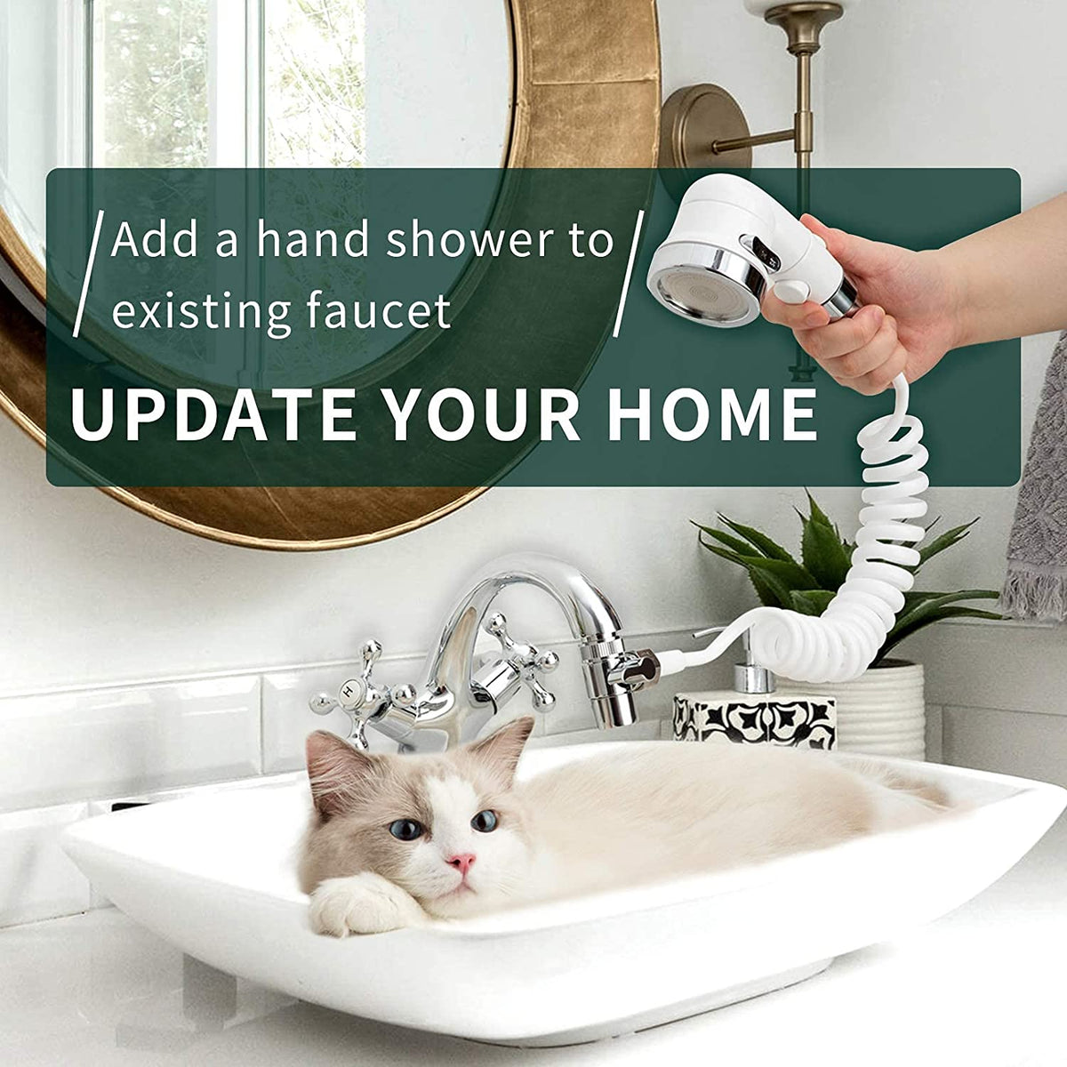 Sink Faucet Sprayer Attachment for Tub Faucet, Versatile Shower Head Set for Dog Bathing and Household Use in Laundry, Bathroom, and Kitchen