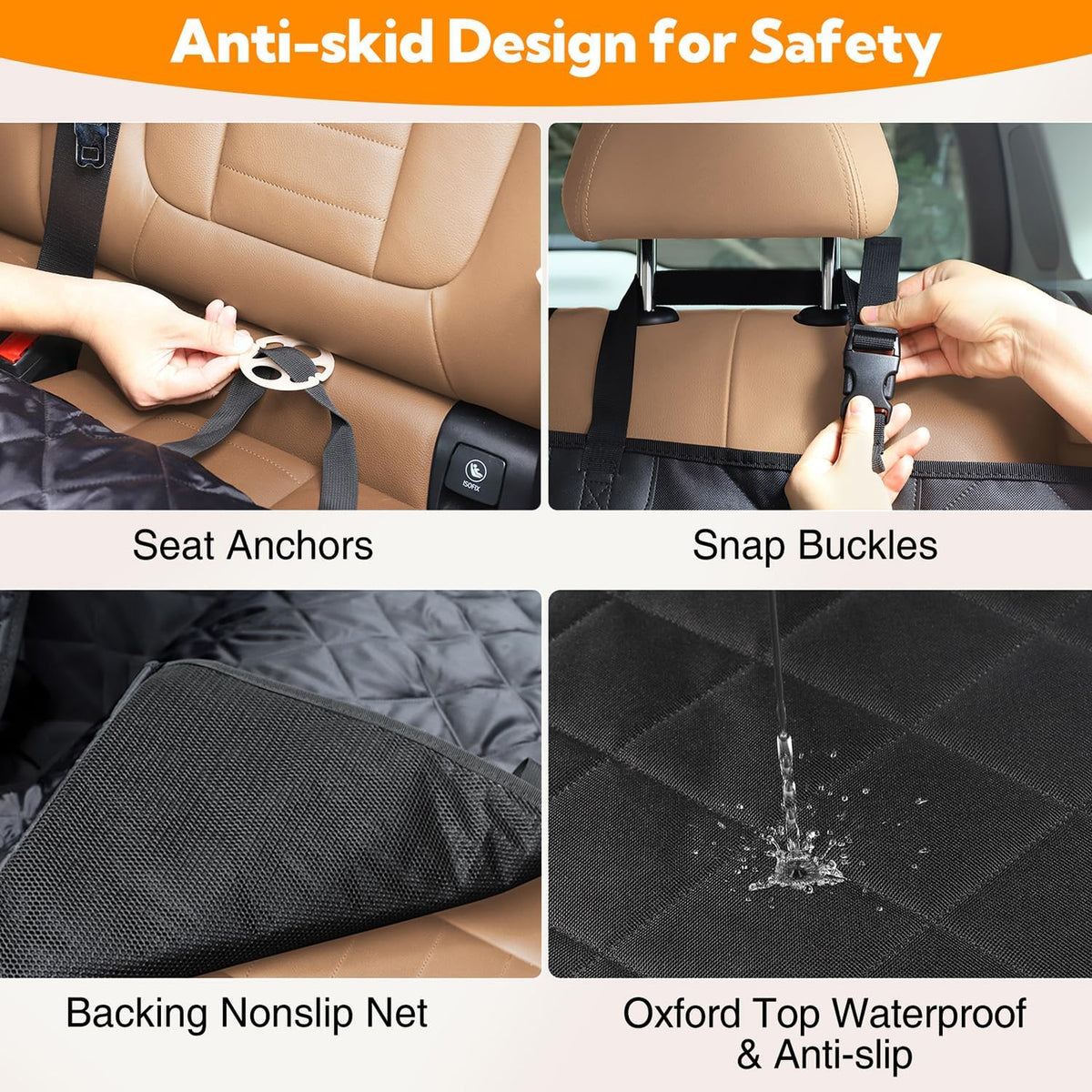 Premium Waterproof Dog Car Seat Cover Hammock for Back Seat of Cars and SUVs