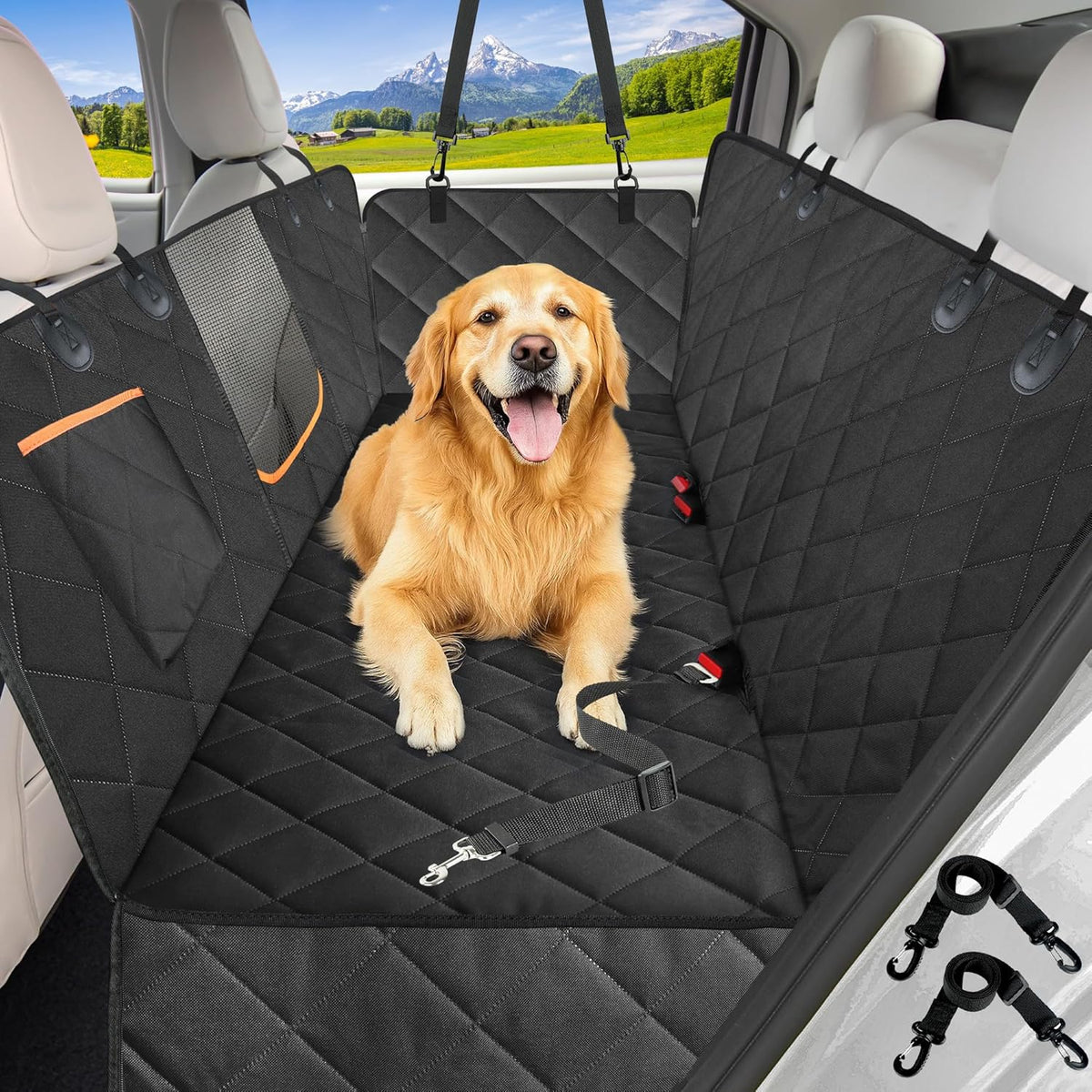 Premium Waterproof Dog Car Seat Cover Hammock for Back Seat of Cars and SUVs