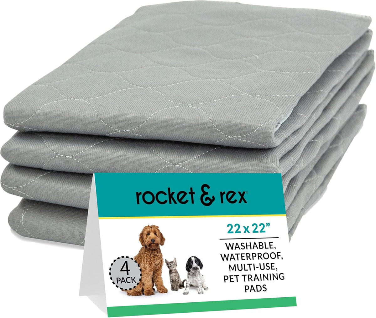 Washable and Reusable Leak-Proof Pet Pee Pads for Dogs and Cats (22" x 22", 2-Pack)