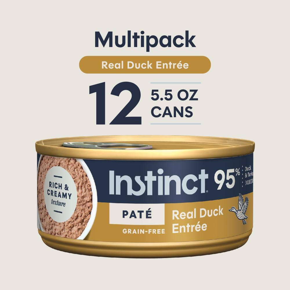 Pate Entrees, Wet Canned Cat Food, Real Duck, 5.5 Oz (12 Count)